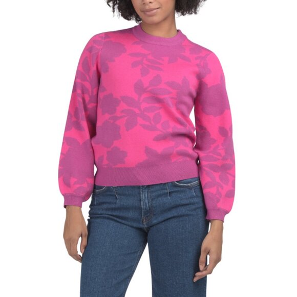 SUGAR LIPS Fuschia Multi Floral Pull Over Sweater - Picture 1 of 2